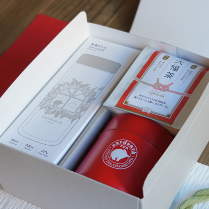 ［数量限定］急須ボトルと選べる紅白缶＋大福茶セット