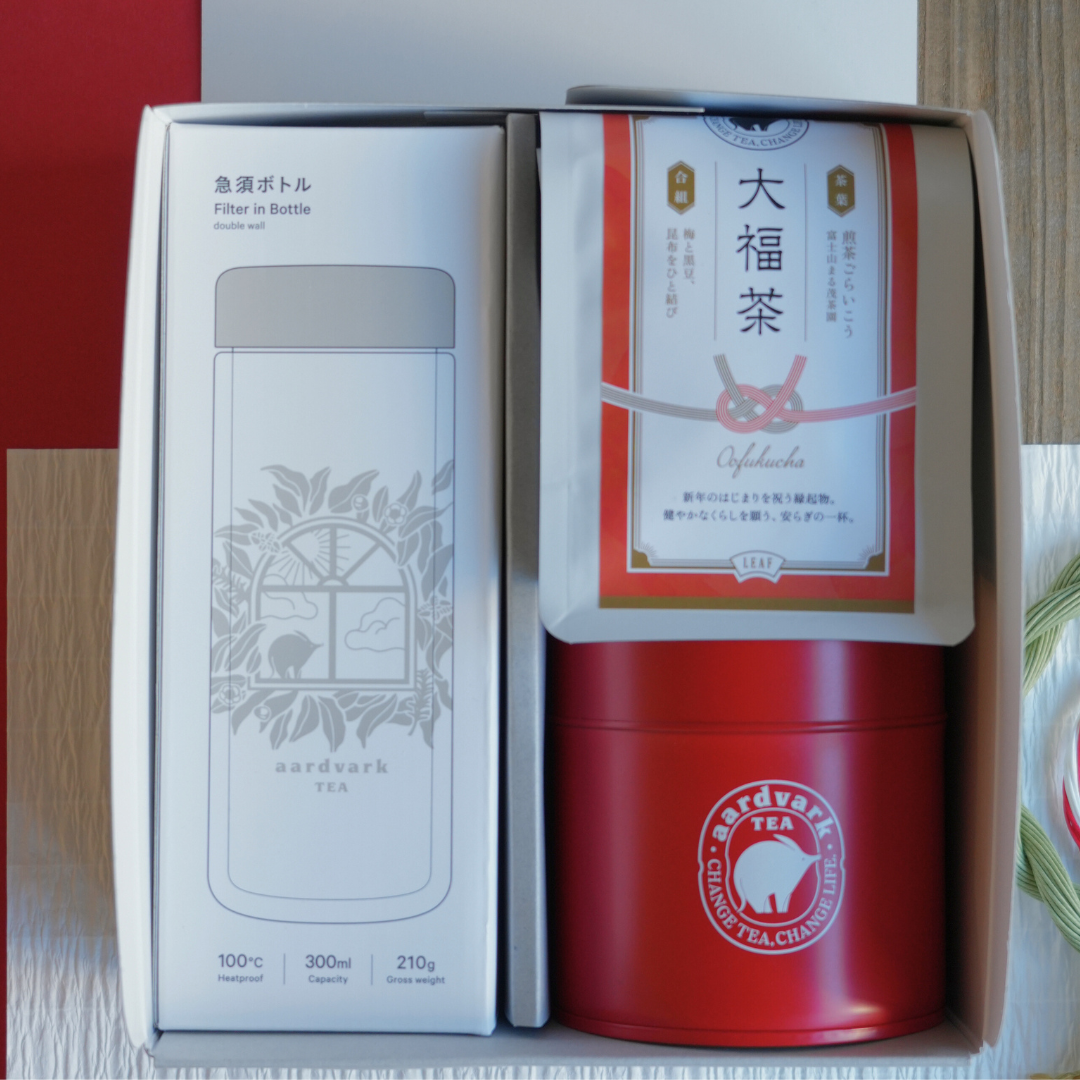 ［数量限定］急須ボトルと選べる紅白缶＋大福茶セット